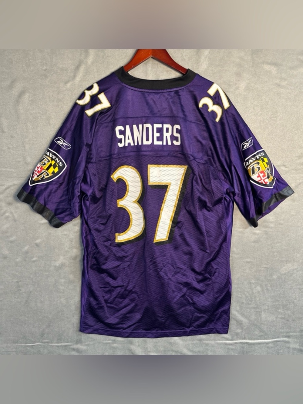 Deion Sanders #37 Ravens Jersey XL Reebok On Field NFL Purple Mens Rare